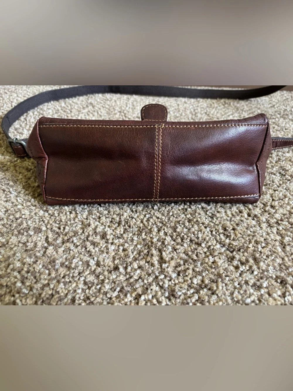 Vintage Style Jack Georges Brown Leather Crossbody Bag with Buckle